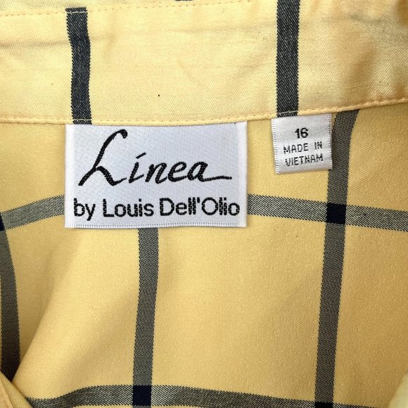 Lines by Louis Dell’Olio windowpane Check Shirt Yellow Blue Size 18 - Picture 5 of 7